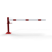 Swing barrier | with pull rope reinforcement | to be fixed by plugs, hot-dip galvanized and red coated with white reflecting rings | Barrier arm length: 2500 mm | for padlock